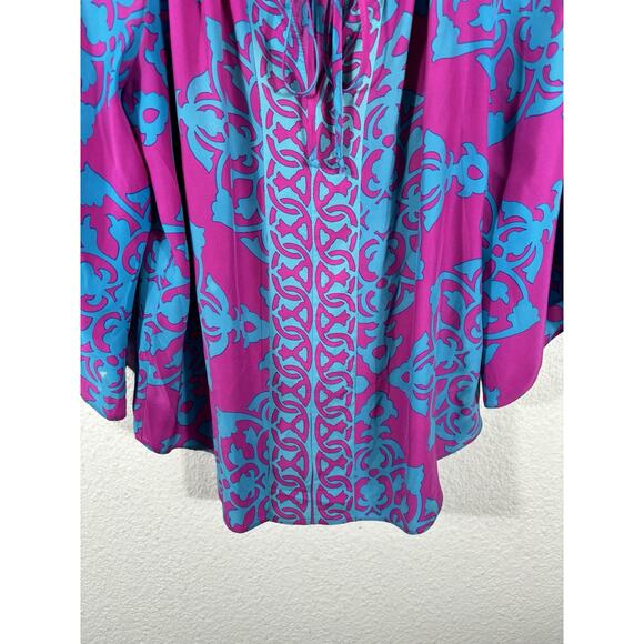 Alice & Trixie Blouse Womens Size M Silk Multicolor Geometric Top - Picture 3 of 11